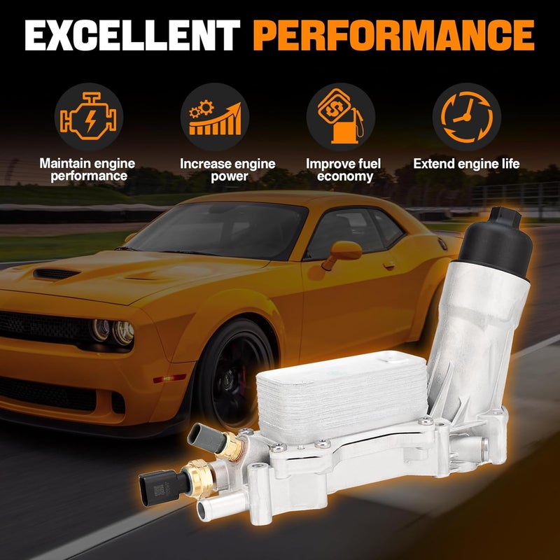 WEILEITE 68310865AB 3.6 Engine Oil Cooler Filter Housing Adapter Compatible With Dodge Journey Charger Challenger Caravan Ram ProMaster Jeep Wrangler Grand Cherokee Chrysler 200 300 2017 2018 - Image 3